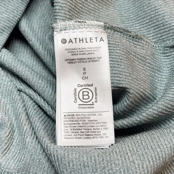 Athleta Uptempo Ribbed Long Sleeve Henley Top Green Size Small - Picture 5 of 7
